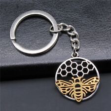 Cute Bee Honeycomb Keychain Key tag For Women Men Bags Cars Key Ring Holder Gift picture