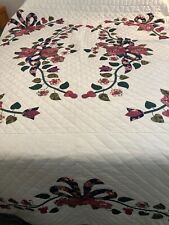 Floral Rose and Ivy Applique Amish Quilt From Lancaster County Pa.  95x95 picture