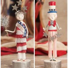 Set 2 Miss 1776 & Uncle Sam With Star Garland Patriotic 4th of July Bethany Lowe picture