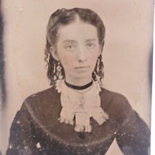 Small Antique Tintype Photo of Very Beautiful Young Woman picture