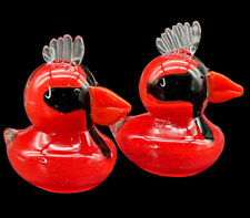 Dynasty Gallery Red Art Glass Cardinal Paperweight set of 2 Handblown 4” x 3.5” picture