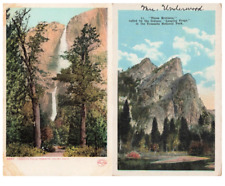 Lot of 2 Vintage PCs Yosemite National Park Three Brothers & Falls picture