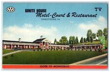 c1940's White House Motel Court Restaurant Charlottesville Virginia VA Postcard picture