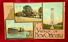 New Orleans Multi View 1914 Postcard Chalmette Monument Jackson Barracks picture