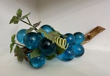 Vintage 1960's MCM Lucite Peacock Blue Grape Cluster With Drift Wood Stem picture