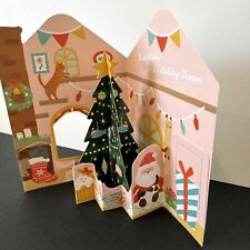 Christmas POP-UP STAND-UP Card - Christmas Cat House - with one envelope picture