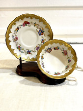 Antique 1898-1920 Hill & Co England OVINGTON Raised Gold Cup Saucer porcelain picture
