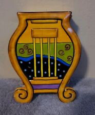 Rhapsody Cafe Harp Ceramic Art Trinket Jewelry Box Handpainted Jazz Music picture