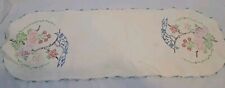 Vintage Linen Table Runner Dresser Scarf Hand Embroidered 35 1/2
