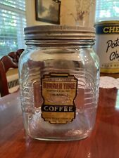 Vintage Glass Dinner Time Coffee Jar Large 3lb PaxtonWholesale Orig Paper Label picture