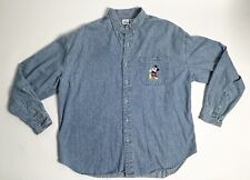 Disney Store MICKEY MOUSE Vintage Embroidered Denim Shirt Mens XXL picture