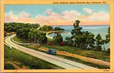 Pensacola Bay, Pensacola Florida FL Scenic Highway Vintage Postcard 1949 PM picture