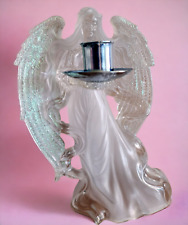 Acrylic Christmas Angel Glittered Taper Candle Holder  8.25