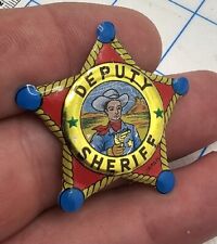 VTG Lapel Pinback Tin Multicolor Deputy Sherff Star Badge Brooch Style Toy Badge picture