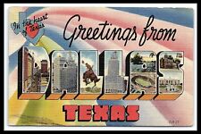 Dallas TX Large Letter Linen Postcard Greetings From Posted 1945  pc221 picture