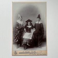 Antique Cabinet Card Photograph Woman Men Clown Noisemaker Theater Switzerland picture
