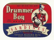 Drummer Boy  Vintage  Sardine Can Label Sunset Packing Co.West Pembroke , Maine picture