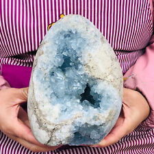 10.6LB Natural Beautiful Blue Celestite Crystal Geode Cave Mineral Specimen 2073 picture