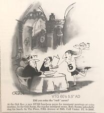 1968 Oak Bar The Plaza Hotel AD NYC  AD 5.5” Ogden Cartoon Rush Menu Vtg PROMO picture