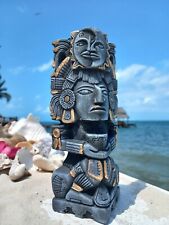 Mayan Clay Totem: Mystical Sculpture of Moon and San Symbol 8-inch picture