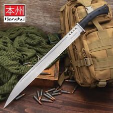 Honshu Boshin Seax Knife and Leather Belt Sheath - 7Cr13 Stainless Steel Blade picture
