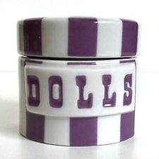 RETIRED Vintage JONATHAN ADLER Striped Vice DOLLS Canister Jar PURPLE/WHITE picture