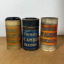 Three Edison Cylinder Records Blue Amberol With Cardboard Tubes/Boxes picture