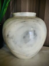 Vintage Solid Marble Vase Natural Stone White Grey 5” Small Urn Home Decor Jar picture