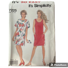 1991 Simplicity 7225 Misses Pull On Dress 8 - 20 Pockets Sleeveless Multi Sizes picture