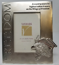 Eagle Photo Frame Wings of Freedom Patriotic Honor Military Vintage Silver Metal picture