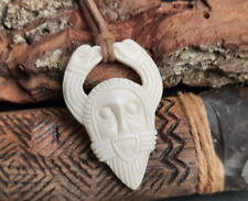 Viking Age Motif Allfather God Odin Charm Necklace, bone carving, handmade picture