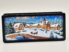 Ukrainian lacquer miniature box “Happy Christmas time” Hand made in Ukraine  picture
