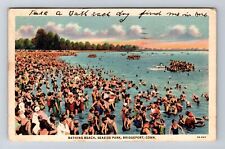 Bridgeport CT-Connecticut, Bathing Beach, Seaside Park, Vintage c1938 Postcard picture