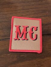 MC 2 letters motorcycle club Iron On Patch Logo 3” Jacket Vest Vtg red brown picture