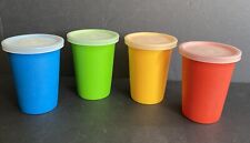 Tupperware Vintage Colors Kids 7oz Bell Tumblers 4pc+4pc White/clear Lids NEW picture