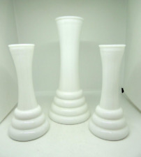 Vintage White Milk Glass Vases Set of 3 MCM EUC picture