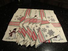 Set of 6 Vintage Foreston Trends Christmas Frosty Woven Place Mats w/ 6 Napkins picture