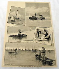 1885 magazine engraving ~ INDUSTRIES OF GREAT SOUTH BAY NY ~fishing, Fire Island picture