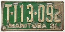 Manitoba Canada 1931 Truck License Plate T-113-092 Original Paint picture