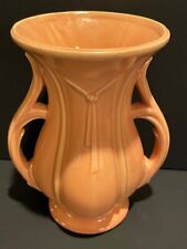 Vintage McCoy Art Pottery Pink Gloss Double Handled Tassel Vase 8” picture
