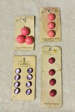 Vintage Buttons on Card Lot of 4 Pinks and Purples picture