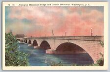 Washington, DC - Arlington Memorial Bridge & Lincoln Memorial - Vintage Postcard picture