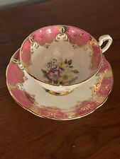 Paragon Bone China Pink Gold Yellow Blue Teacup And Saucer England picture