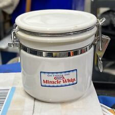 Kraft Miracle Whip White Glass Ceramic Canister w Locking Wire Latch Lid picture