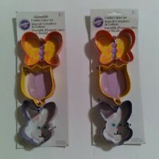 Wilton Metal Cookie Cutters 3 Pc Butterfly Flower Bunny Bake Spring Set 2 Pack picture