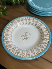 Rare Antique Royal Worcester Vitreous Turquoise/Gold Pasta/Soup Rim Plate 1pc picture