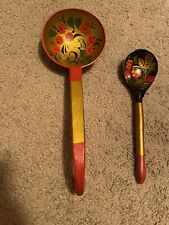 Khokhloma Hohloma Set of 2PC Russian USSR Wooden Spoon Ladle Traditional Berry picture