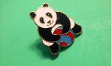 Cute Panda Lapel Pin Metal & Enamel Bear Hugging Colorful Ball 1
