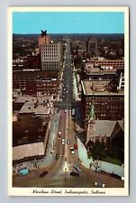 Indianapolis IN-Indiana, Aerial Meridian Street, Advertising Vintage Postcard picture