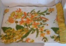 Vintage Mid-Century Modern 1970s Orange/Yellow Floral Blanket Twin picture